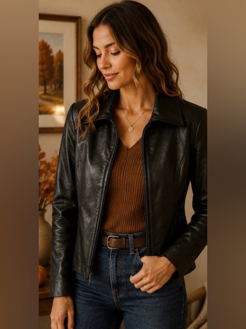 Danier Genuine Leather Black Fitted Jacket – Women’s Size 4/6 – Made in Canada